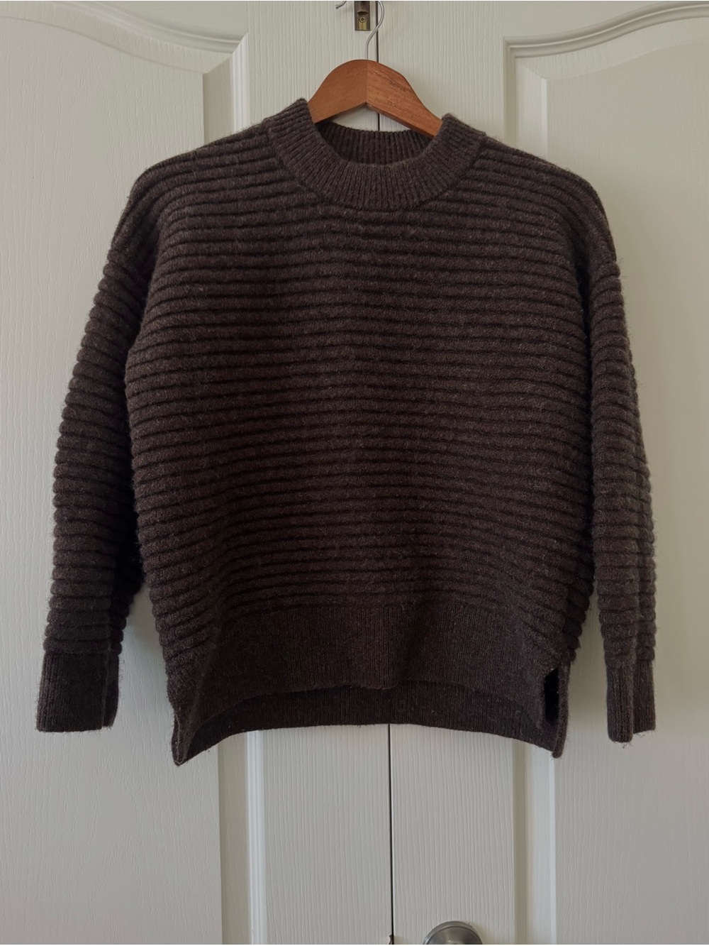 Madewell Chocolate Brown Ribbed Crewneck Sweater
